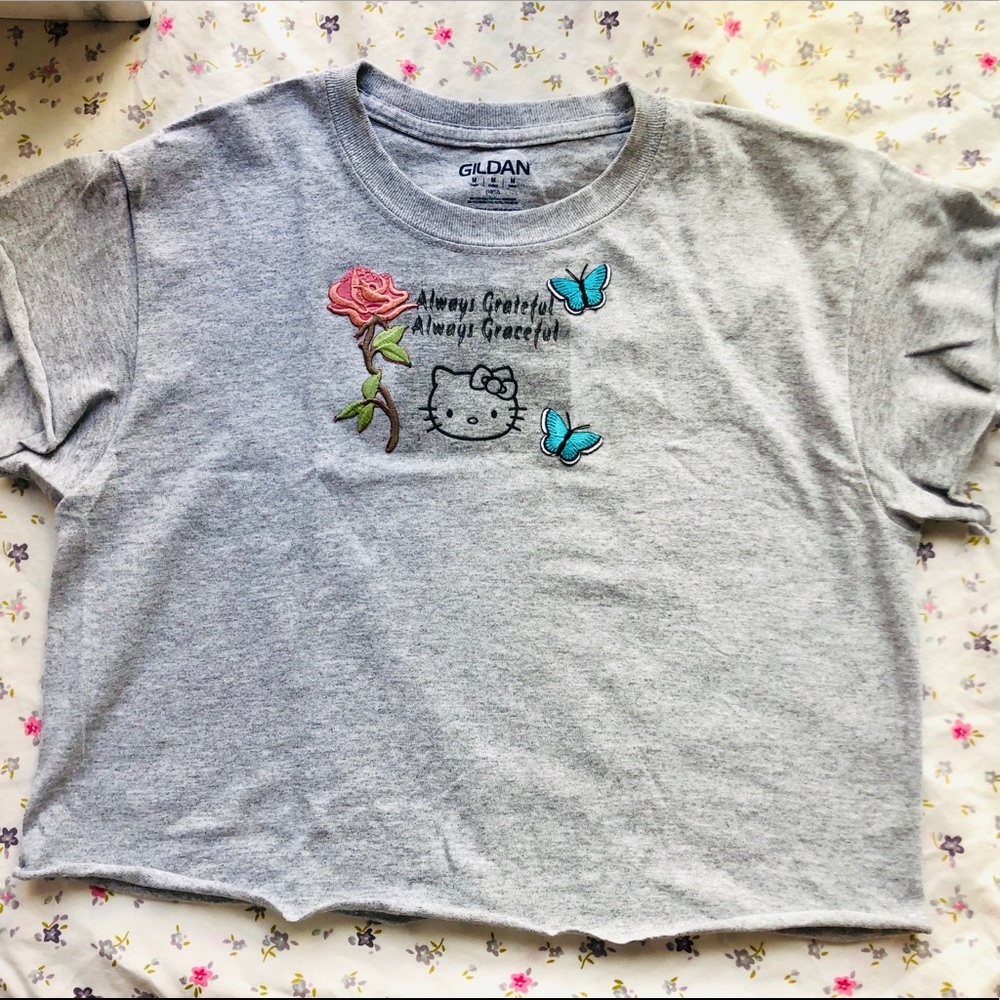 hello kitty butterfly cropped tee custom design